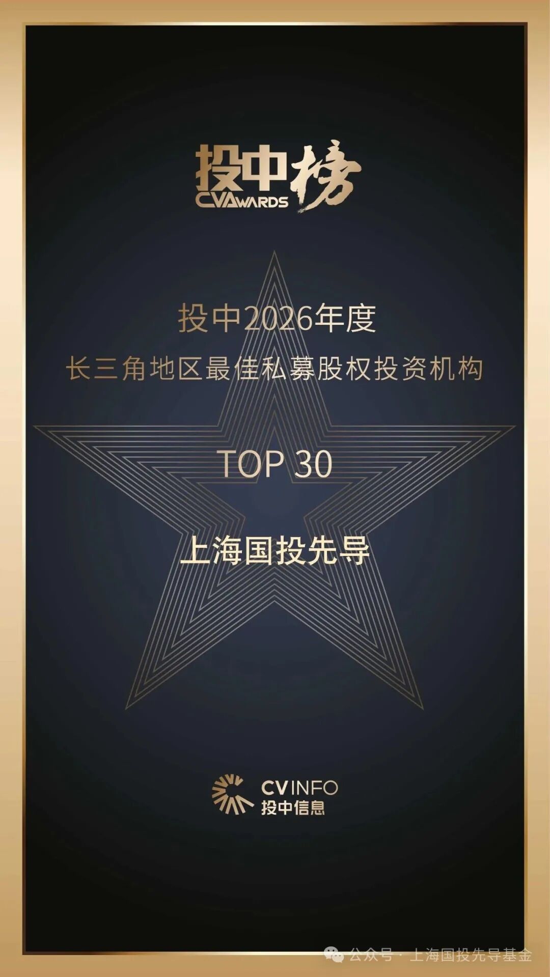 投中榜发布｜上海国投先导荣登“投中2026年度长三角地区最佳私募股权投资机构TOP30”